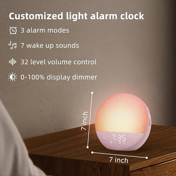 Odokee Sunrise Alarm Clock White Noise Machine: Natural Wake Up Light - Image 9