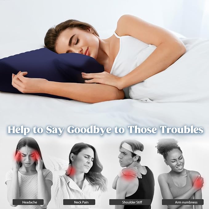 Cervical Pillow for Neck Pain Relief, Cooling Contour Memory Foam Pillows - Image 4