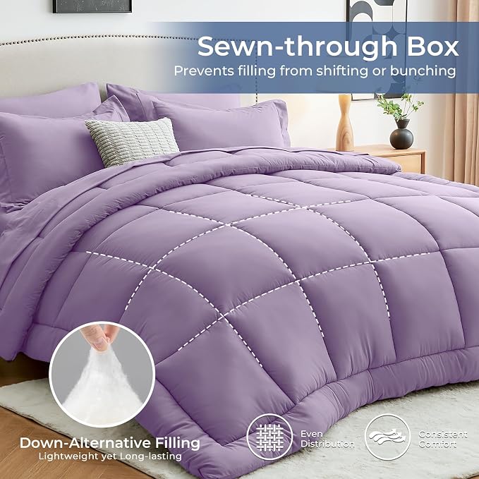 Sasttie Full Size Comforter Sets, 7 Pieces Bed in a Bag Full, Complete Bedding - Image 3