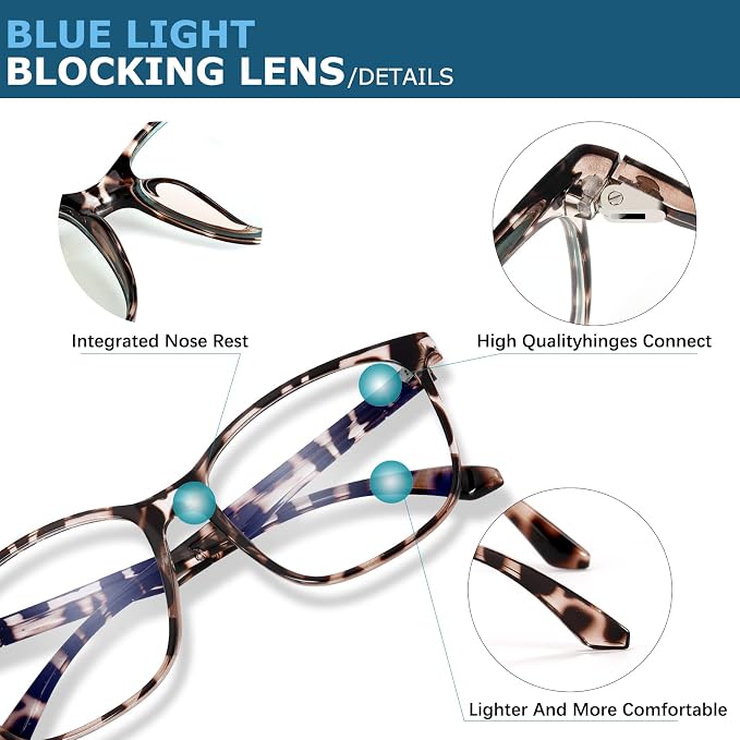 Oilway Blue-Light Blocking Glasses Computer Reading/Gaming/TV/Phones Glasses - Image 4