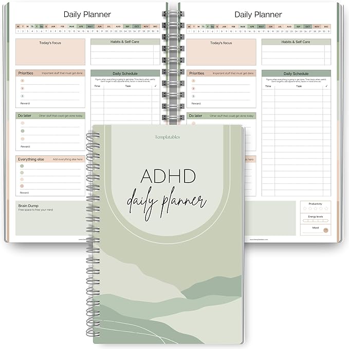 ADHD Daily Planner for Neurodivergent Adults by Templatables