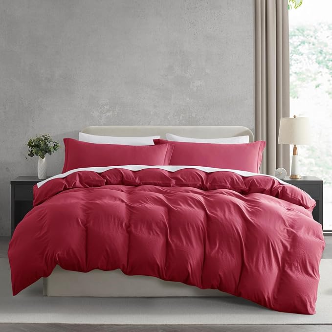 Nestl Burgundy Red Duvet Cover King Size by Nestl