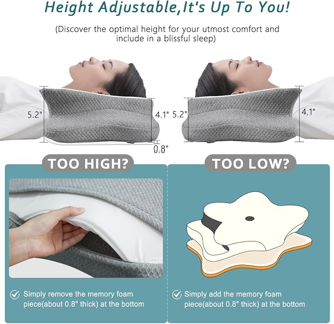 CHxxy Cervical Neck Pillow for Pain Relief Sleeping, Memory Foam Pillows - Image 2