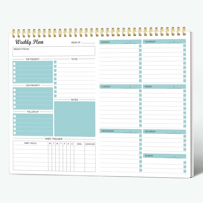 Weekly Planner Notepad Undated Weekly Goals Schedule Planner To Do List by RegoldenBook