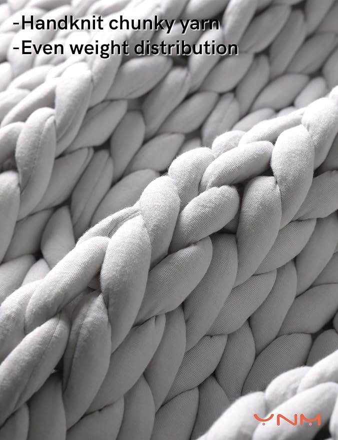 YnM Weighted Blanket, Handmade Chunky Yarn Knitted Design, Soft and Cozy - Image 2