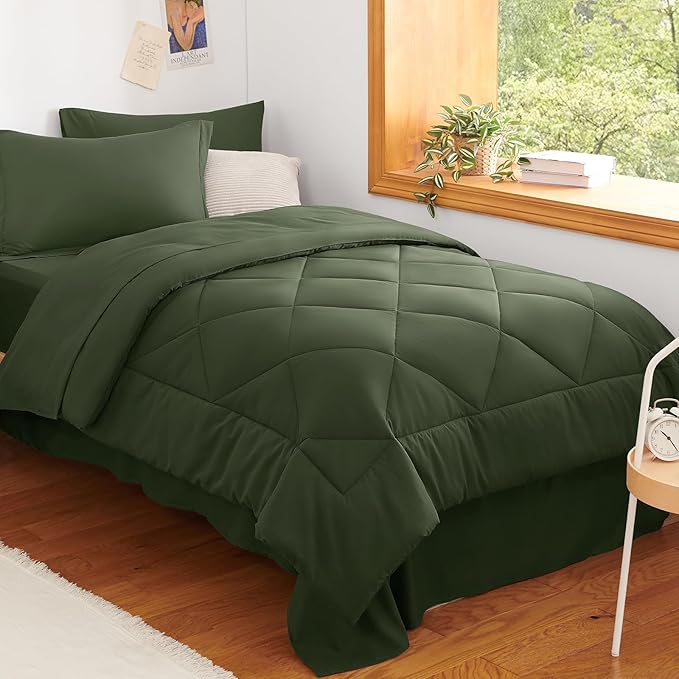 CozyLux Twin XL Comforter Set Olive Green by CozyLux