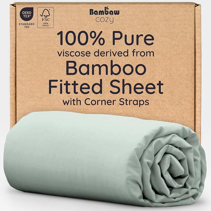 Bambaw 100% Viscose Derived from Bamboo Fitted Sheet Twin Size, 15’’ Deep by Bambaw