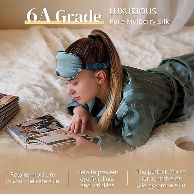 ZIMASILK Adjustable 22 Momme 100% Mulberry Silk Sleep Mask, 3D Contoured Cup - Image 4