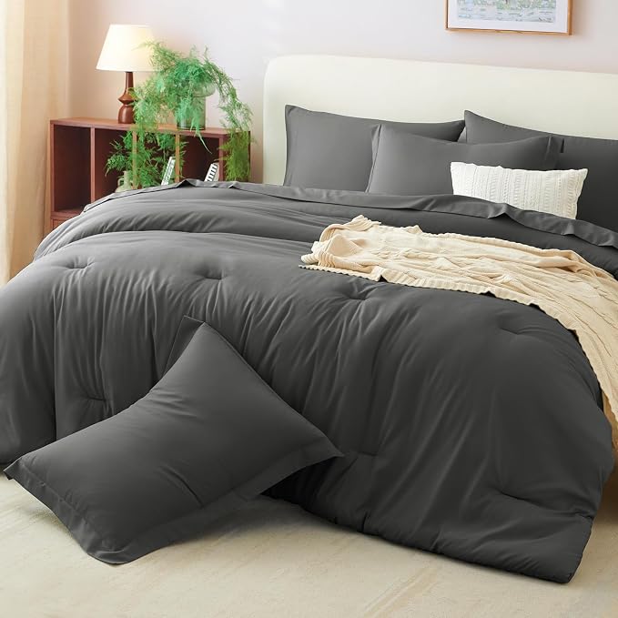 CozyLux Twin XL Comforter Set Dark Grey, 5 Pieces Bed in a Bag Twin Extra Long - Image 9