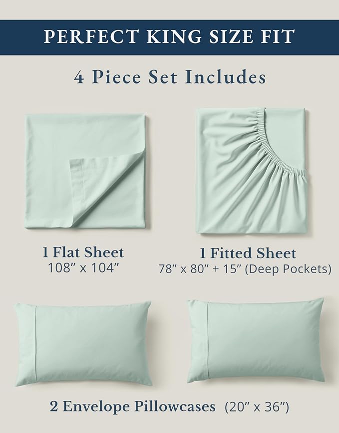 LANE LINEN 100% Organic Cotton Sheets King Size, Eco Friendly Naturally - Image 4