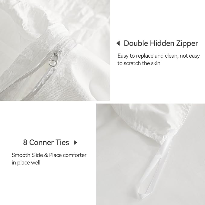 JELLYMONI Bright White Duvet Cover Full Size, Soft Breathable Seersucker Duvet - Image 5