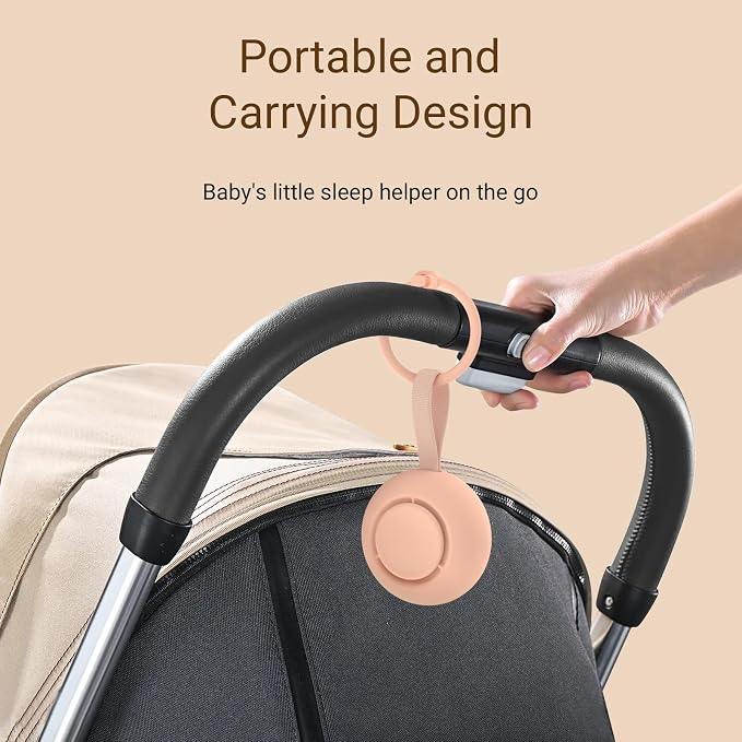 Portable Baby Sound Machine 15 Hours Battery Life, Clips on Baby Stroller.Peach - Image 4
