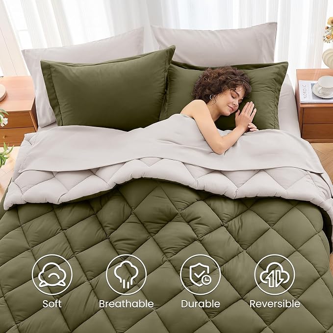 MUXHOMO 5 Pieces Twin Comforter Set, Reversible Bed in a Bag Twin Size - Image 6