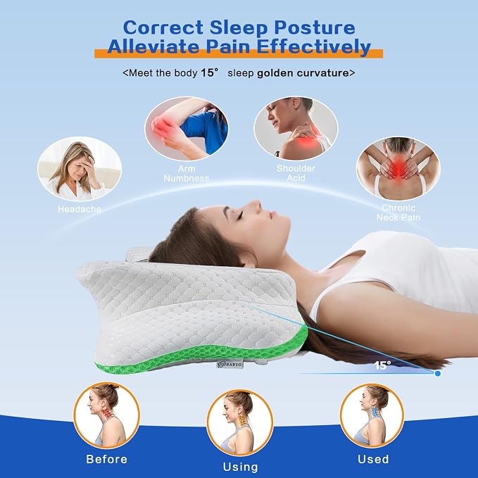 Pain Relief Cervical Pillow for Neck Support, Adjustable Ergonomic Pillow Cozy - Image 4