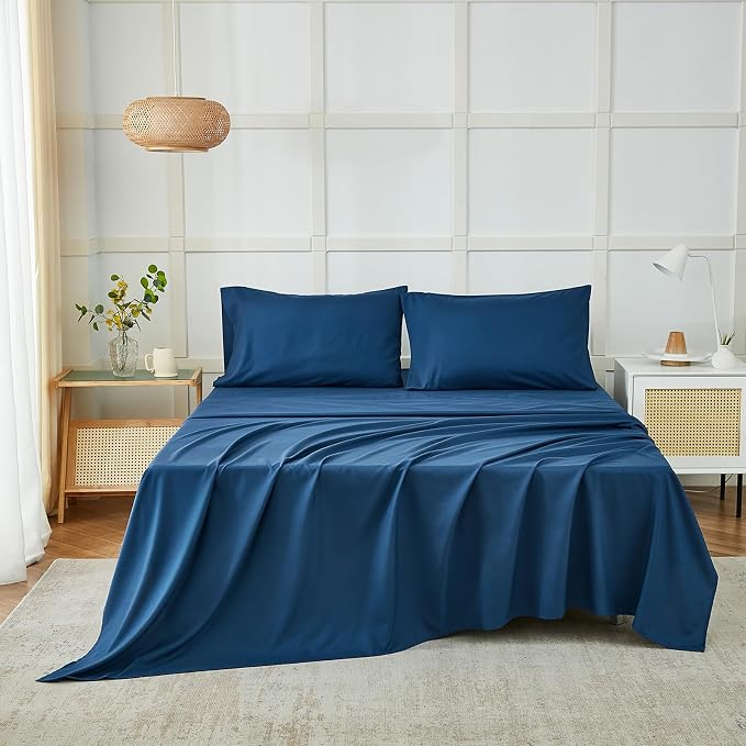 ILAVANDE Navy Queen Sheets Set 4 Piece, Hotel Luxury Super Soft 1800 Series - Image 2