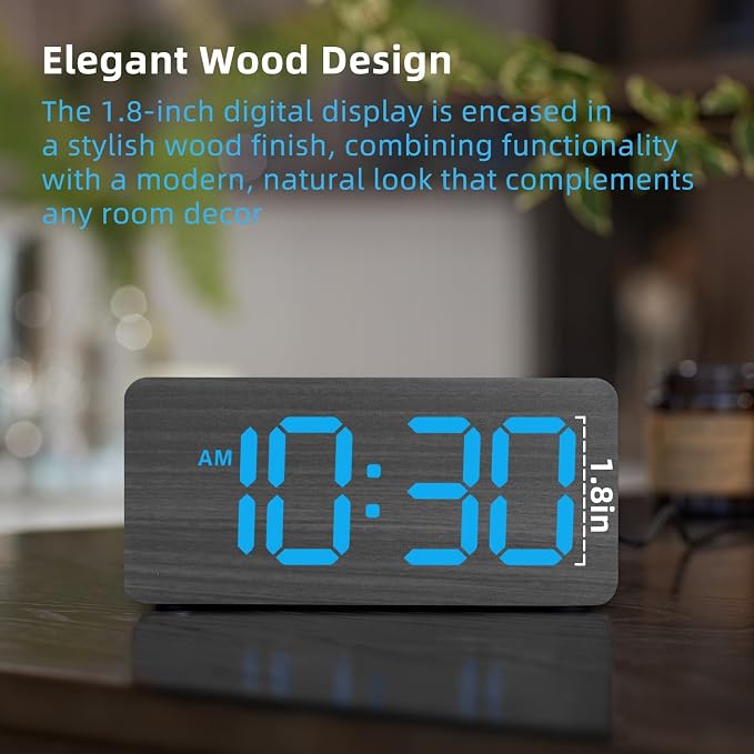 uscce Wooden Digital Alarm Clocks - Image 2
