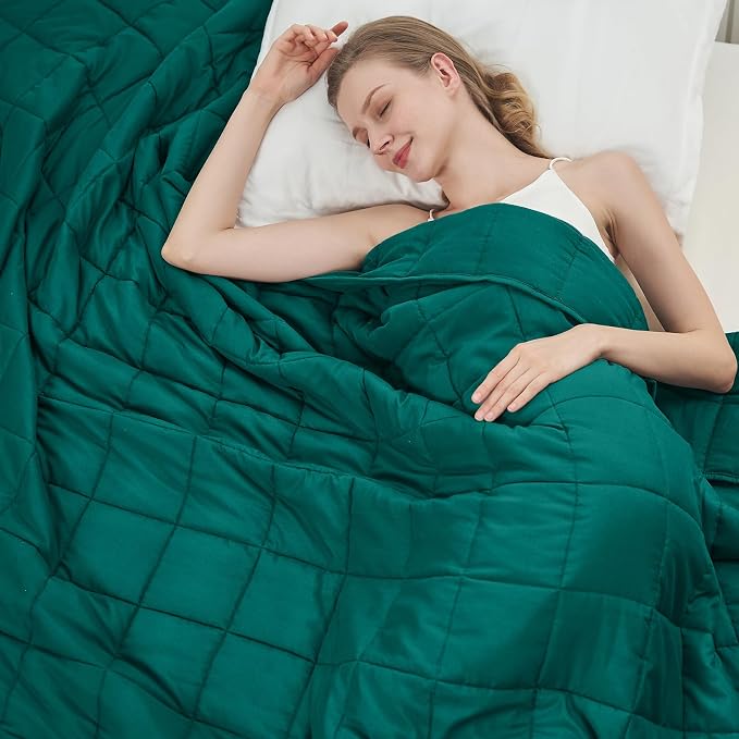Green Weighted Blanket for Adults 12lbs, Twin Full Size Cooling Heavy Throw by BETU