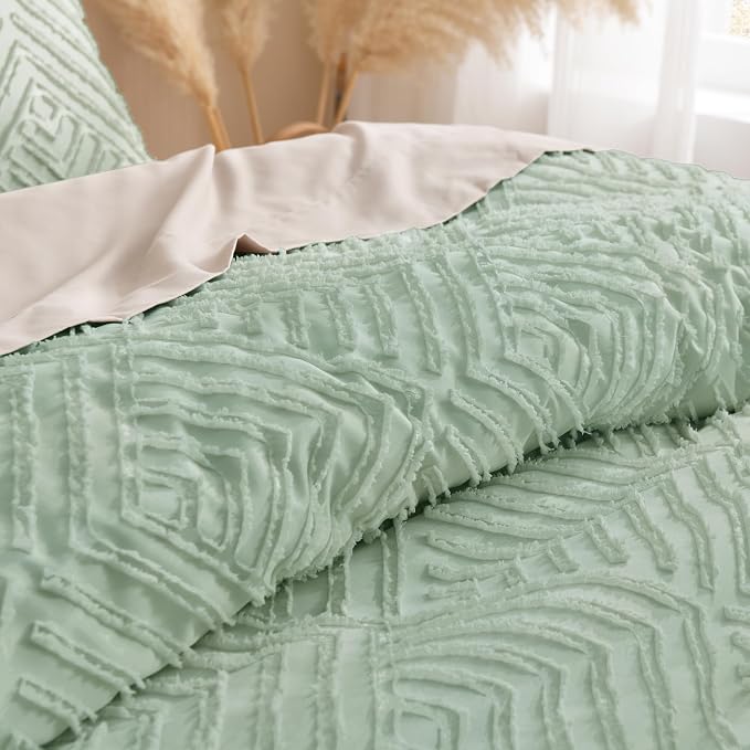 Andency Comforter Oversized King Size Set 120"x98", 3 Pieces Sage Green Soft - Image 5
