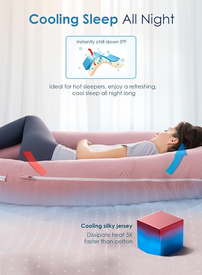 QUEEN ROSE Extra Long Pregnancy Pillows, 60 Inch U Shaped Body Pillow - Image 4
