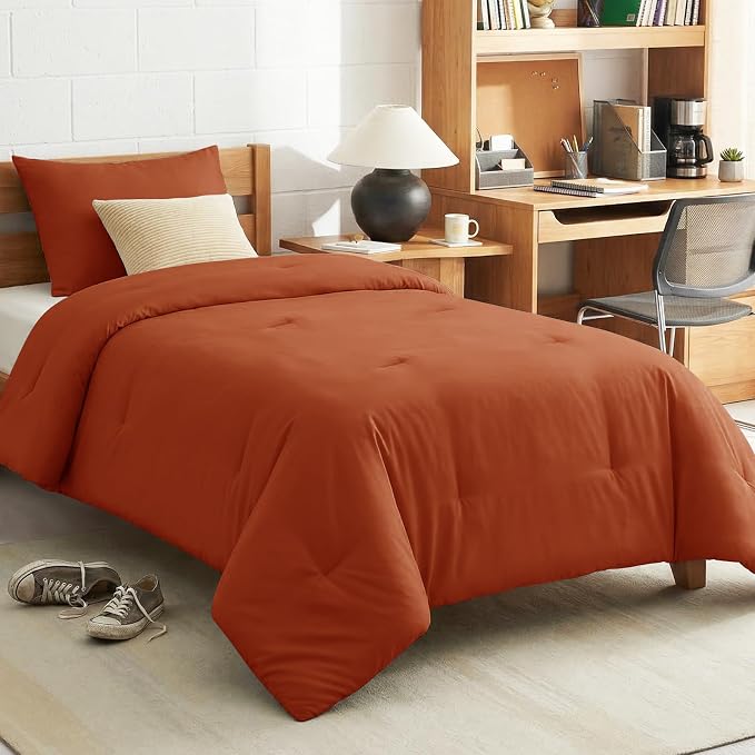 CozyLux Twin Comforter Set Terracotta, 2 Pieces Twin Extra Long Solid by CozyLux