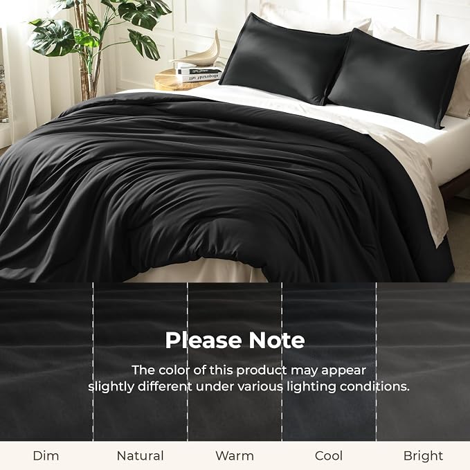Litanika Comforters Black Oversized Queen Size, 3 Pieces Lightweight Solid - Image 8