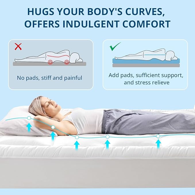 YUGYVOB Mattress Pad Extra Thick, and Breathable Twin Mattress Topper 8-21" - Image 5
