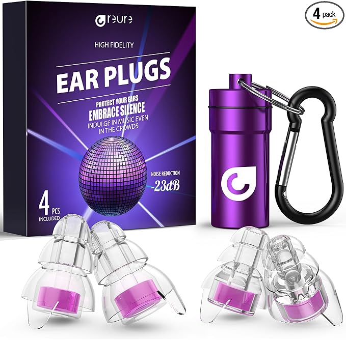 Reure High Fidelity Concert Ear Plugs, Noise Cancelling Silicone Ear Plugs 2 by Reure