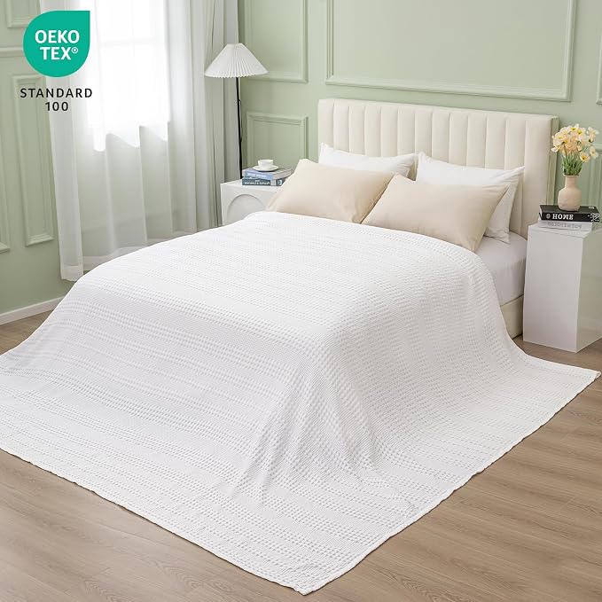 PHF Cooling Waffle Blanket California King Size, Lightweight 60% Rayon from - Image 6