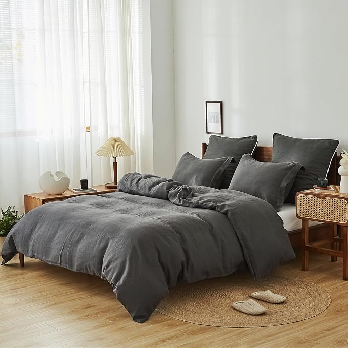 Simple&Opulence 100% Linen Duvet Cover Set 3pcs Basic Style Natural French - Image 7