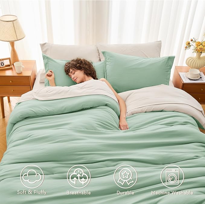 MUXHOMO 7 Pieces King Comforter Set, Soft Bed in a Bag King Size, All Season - Image 2