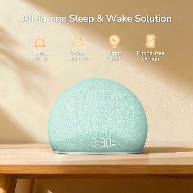 HOUSBAY Sunrise Alarm Clock, 20 Soothing Sleep Aids, Dimmable Display, - Image 2