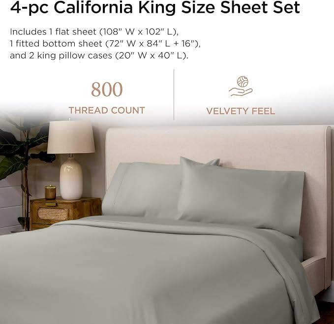 Threadmill Luxury 800 Thread Count California King 100% Cotton Sheets - Image 2