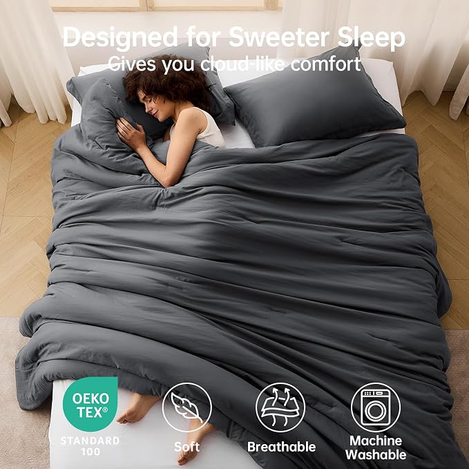 MUXHOMO King Size Comforter Set, All Season Ultra Soft Down Alternative Bedding - Image 2