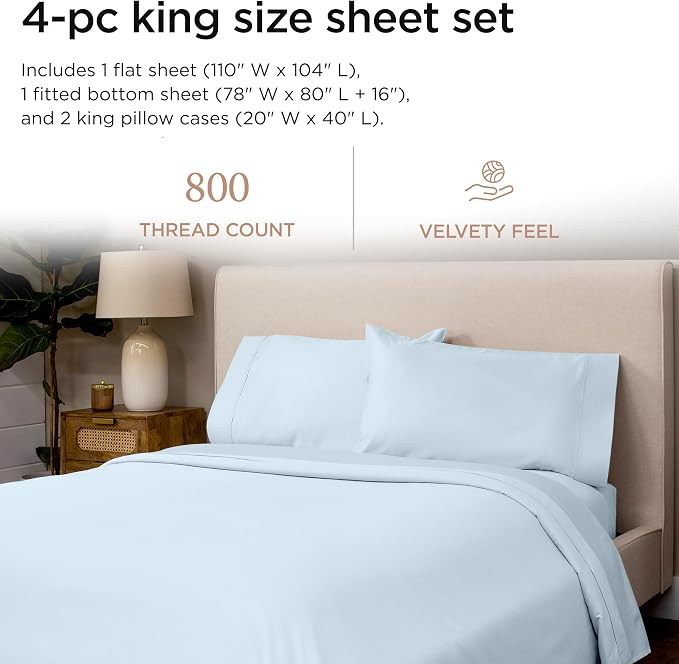 Threadmill Luxury 800 Thread Count King 100% Cotton Sheets - Image 2