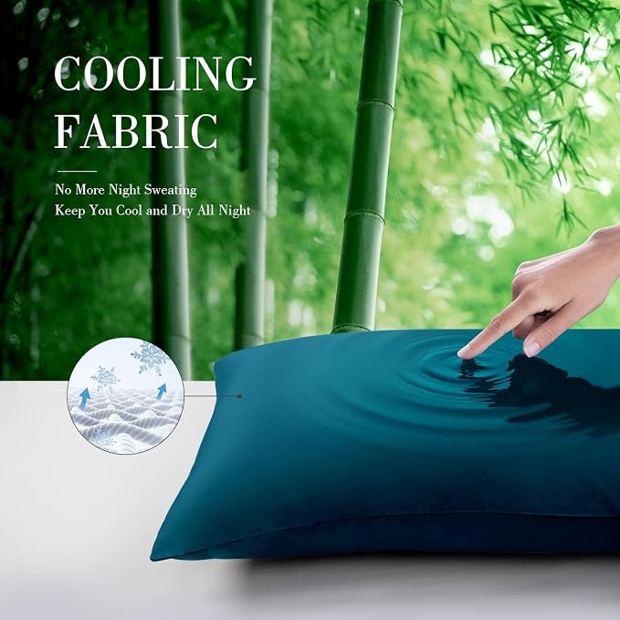 WishSmile Cooling Queen Pillow Cases Set of 2 Breathable Cool Silky Soft Rayon - Image 5