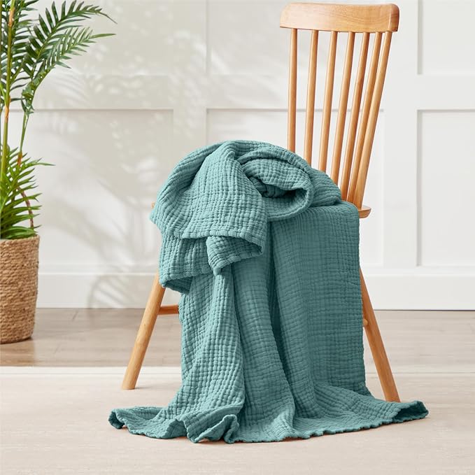 100% Cotton Muslin Blanket Large 50" x 70", 6 Layers Breathable and Lightweight - Image 2