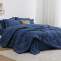 Love's cabin Full Comforter Set Dark Blue, 7 Pieces Full Bed in a Bag, All by Lovescabin