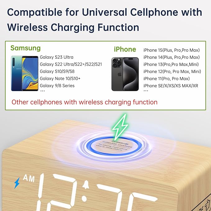 DreamSky Wooden Digital Alarm Clock - Image 3