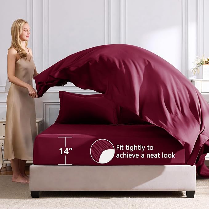 CozyLux Queen Comforter Set Burgundy - Image 5