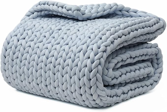 YnM Cooling Weighted Blanket, Handmade Chunky Yarn Knitted Design, Temperature by YNM