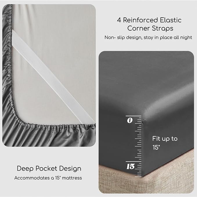 MR&HM Satin Bed Sheets, King Size Sheets Set - Image 4
