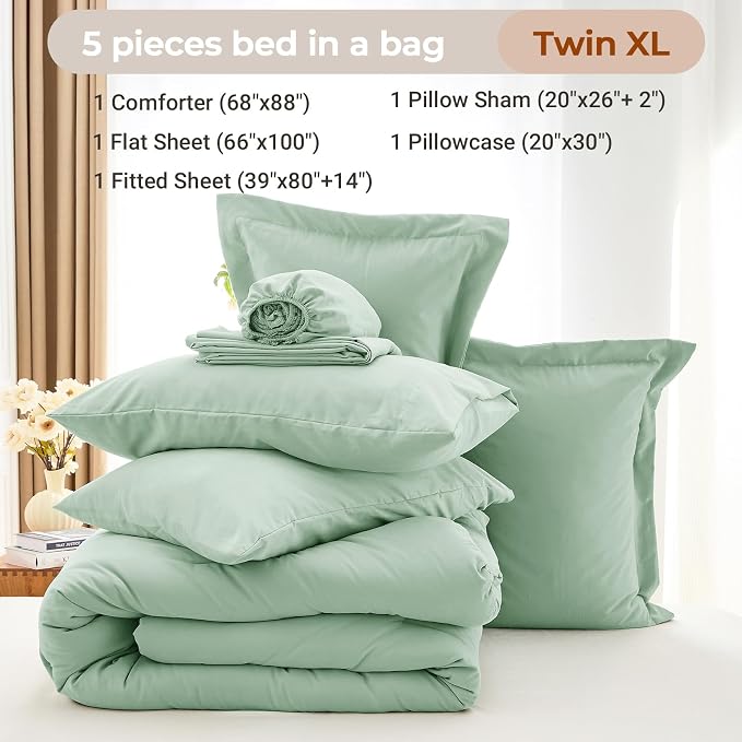 MUXHOMO 5 Pieces Twin XL Comforter Set, Soft Bed in a Bag Twin XL Size - Image 4