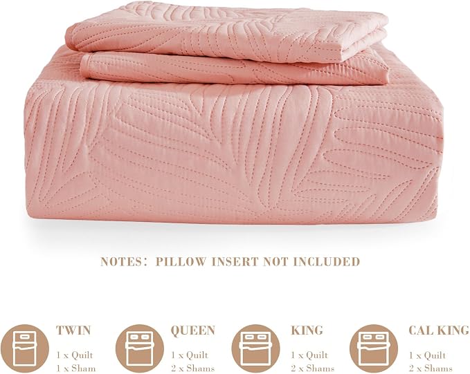Exclusivo Mezcla California King Quilt Bedding Set, Lightweight Blush Pink - Image 6