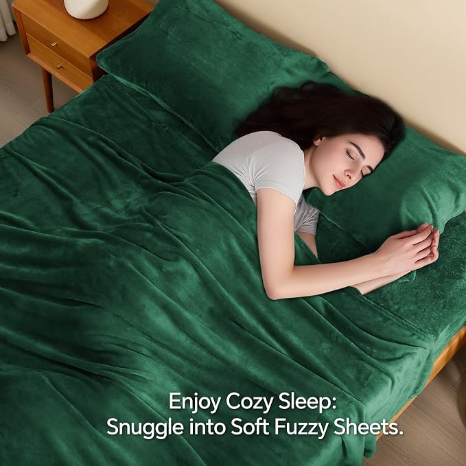 BEDELITE Flannel Sheets Full Size Dark Green - Image 3