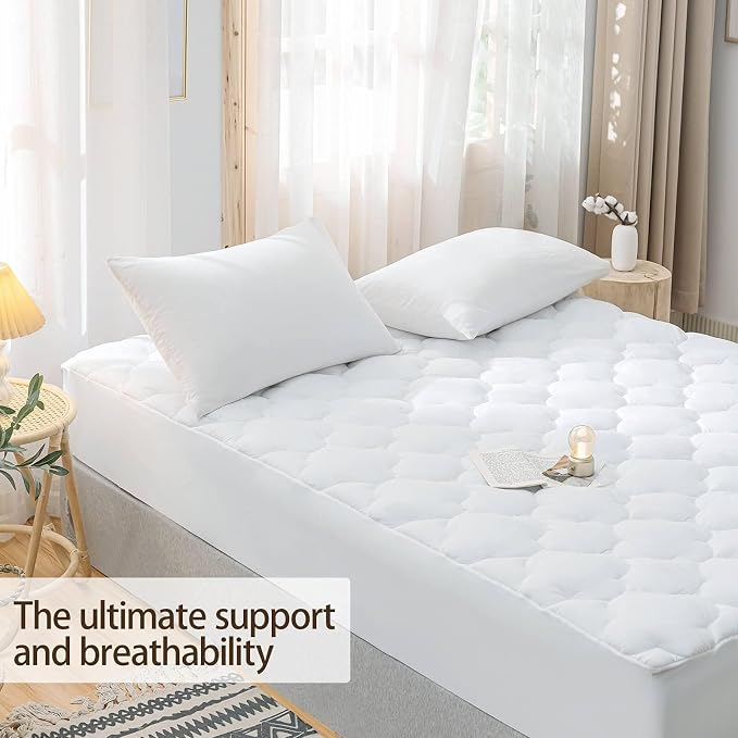 WhatsBedding Waterproof Mattress Pad Cal-King Cotton Top Down Alternative - Image 3