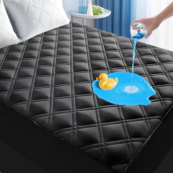 MEELUS King Mattress Protector, Waterproof Quilted Mattress Pad Cover Fitted by MEELUS