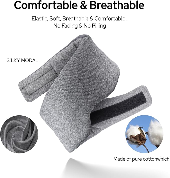 Cotton Sleep Eye Mask for Men Women, 100% Blocking Light Sleeping Mask for Side - Image 3