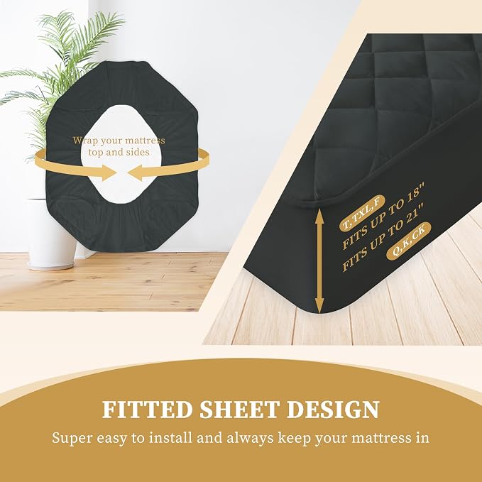 Quilted Fitted Cal King Mattress Pad Cover, Waterproof Mattress Protector - Image 6