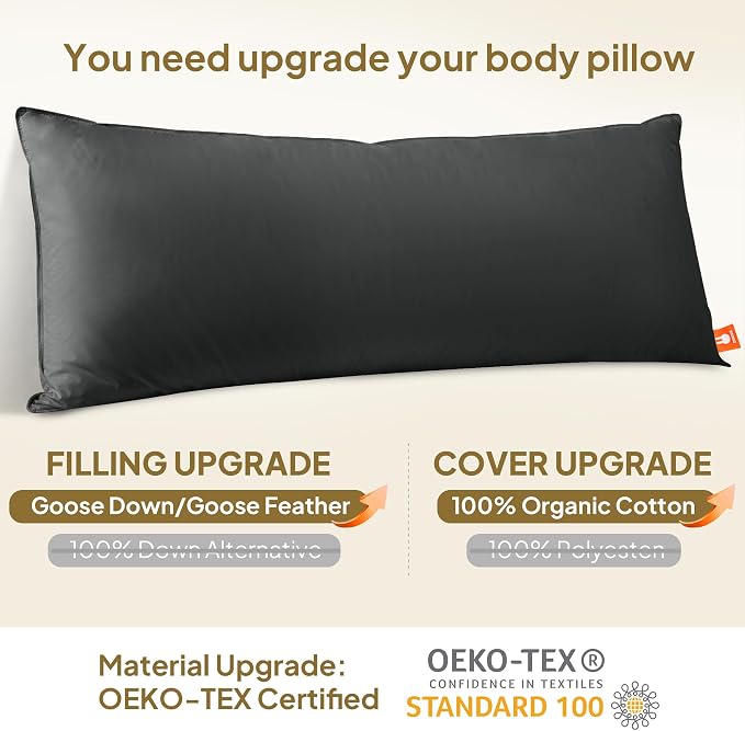 Goose Down Body Pillows for Adults, Large Body Pillow for Side Sleeper - Image 2