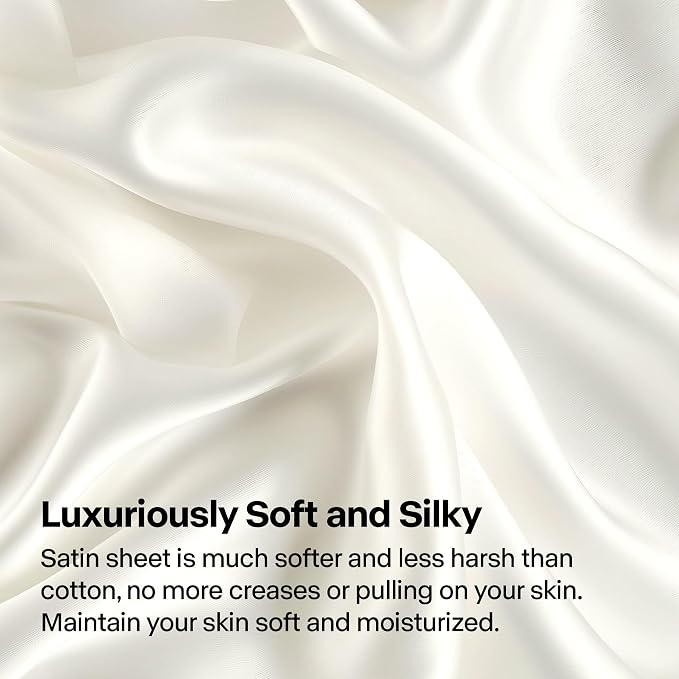 BEDELITE Satin Fitted Sheet and Pillowcase Set, Luxury Soft Similar to Silk - Image 3